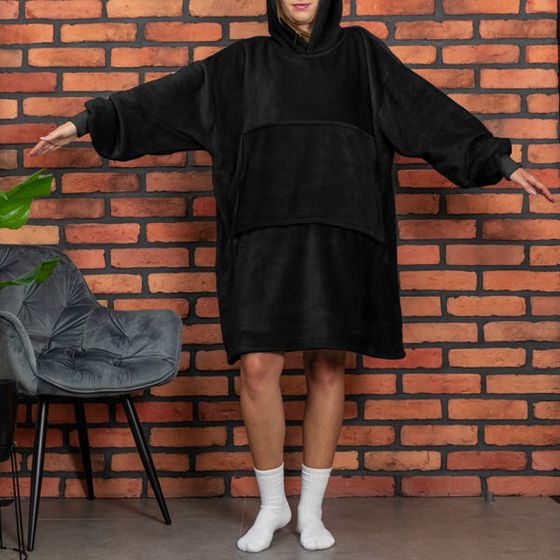 Bluzair - oversize takaró pulcsi - fekete