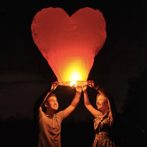Szív alakú kívánság lampion (5 darab)
