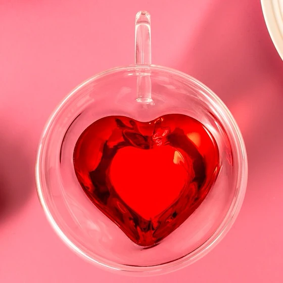 Duplafalú hőtartó szív alakú csésze (2 darab)